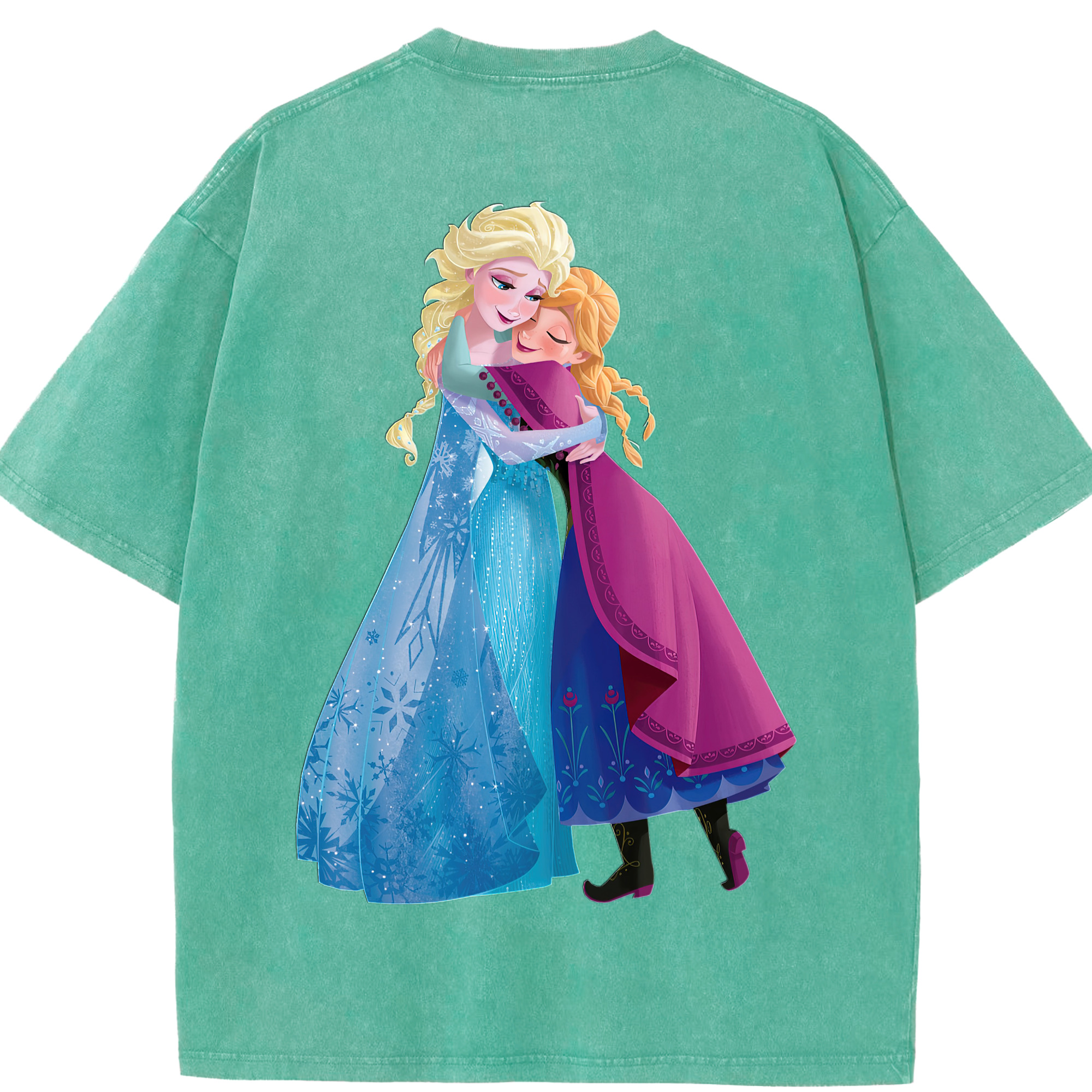 （画像用） アナと雪の女王 アンナ エルサ Frozen Anna Elsa 綿100% ヴィンテージ風 半袖Tシャツ（背面プリント）